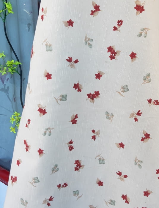 Tela Cretona flor grana - 1