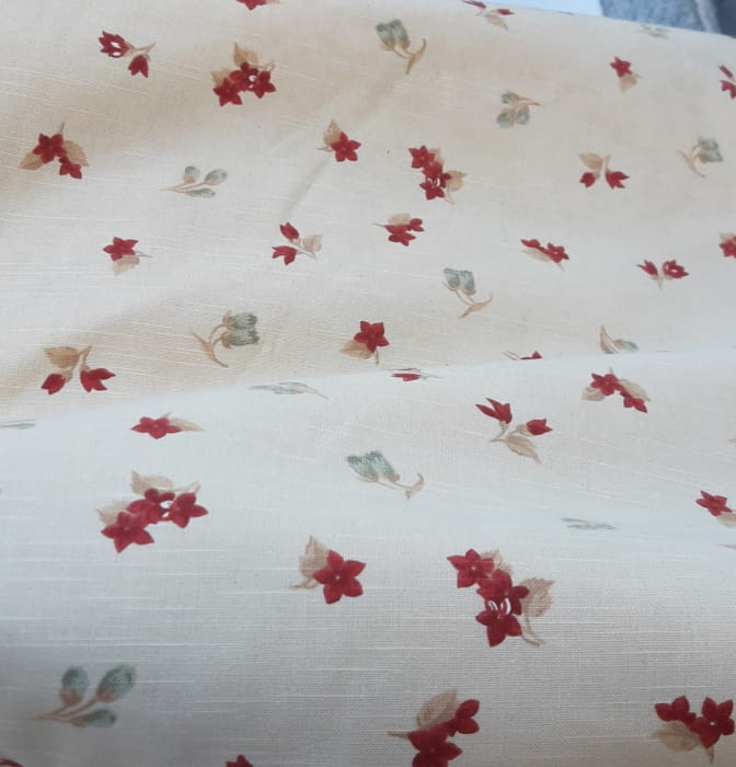 Tela Cretona flor grana - 2