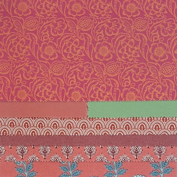Tela Shalimar lino fucsia naranja - 1