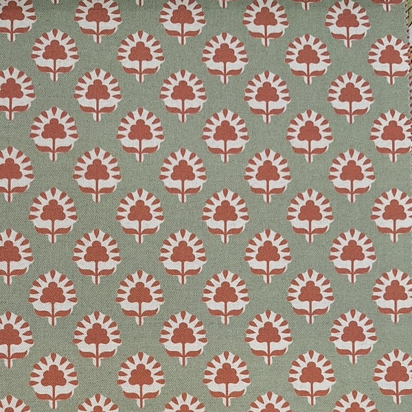 Tela Alfabia lino teja y verde - 1