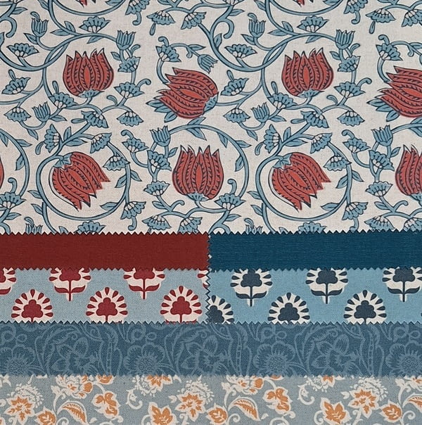 Tela Alfabia lino azul - 2