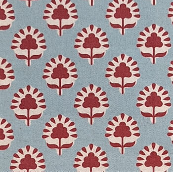 Tela Alfabia lino azul y granate