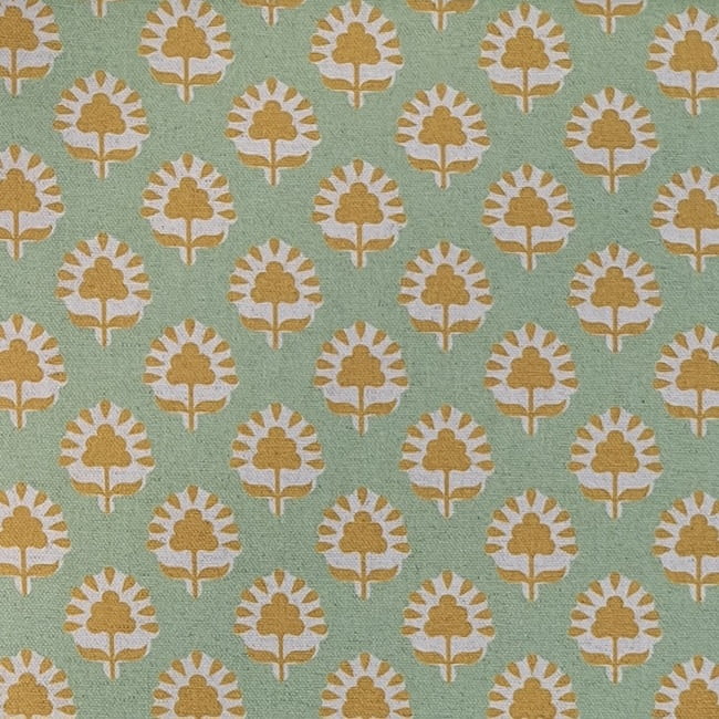 Tela Alfabia lino verde agua y amarillo