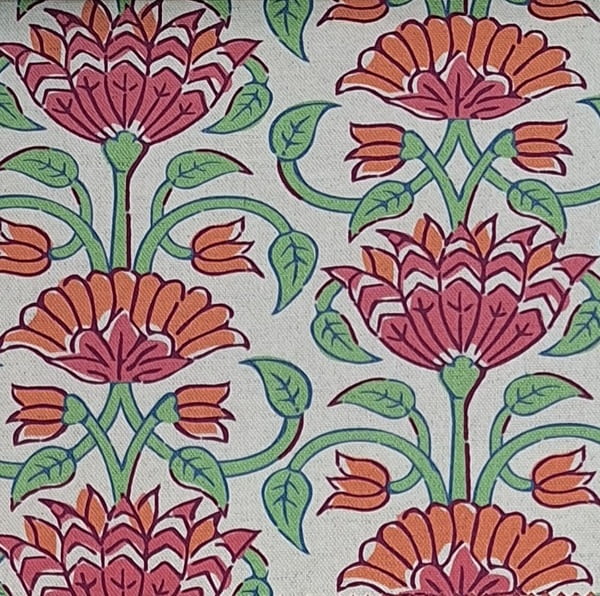 Tela Akbar flores lino fucsia