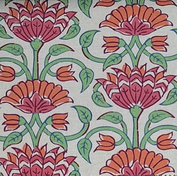 Tela Akbar flores lino fucsia