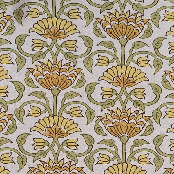 Tela Akbar flores lino amarillo - 2