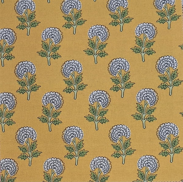 Tela Abad flores lino amarillo - 2