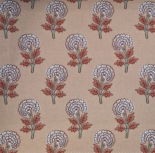 Tela Abad flores lino marrón - 1