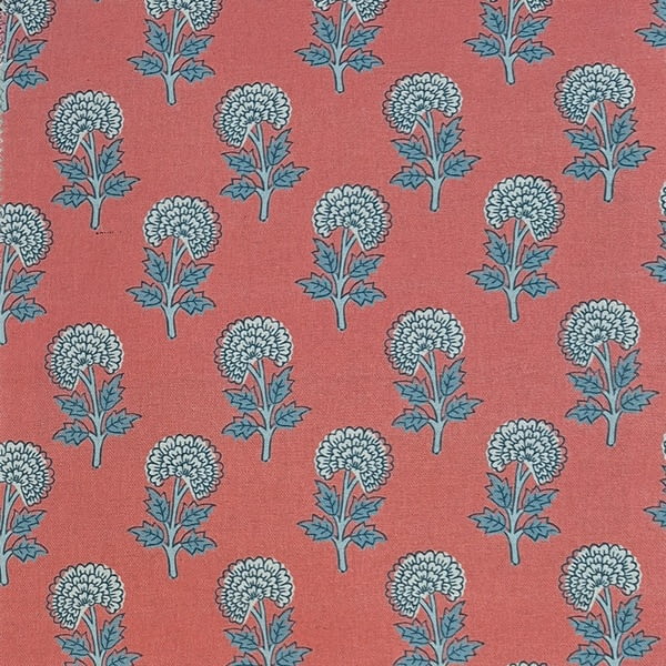Tela Abad flores lino rosa
