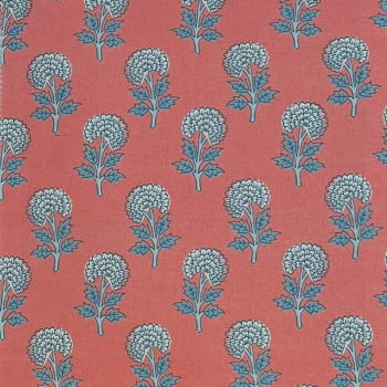 Tela Abad flores lino rosa
