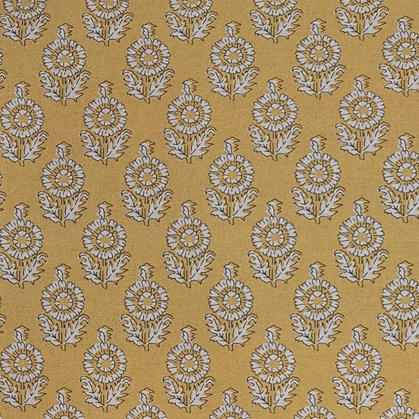 Tela mexuar flores lino amarillo