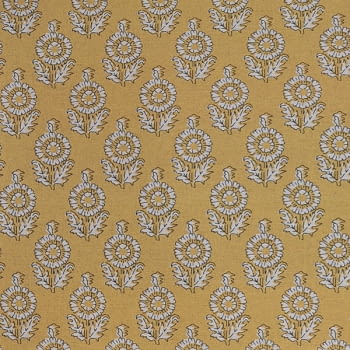 Tela mexuar flores lino amarillo