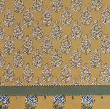 Tela mexuar flores lino amarillo - 1
