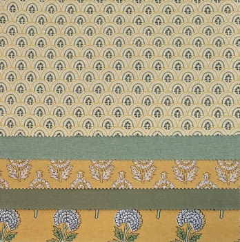 Tela mexuar flores lino amarillo - 2