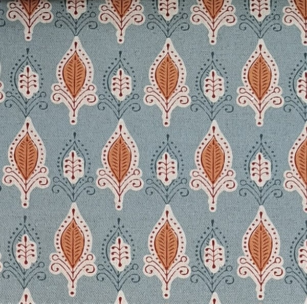 Tela agra lino azul y naranja