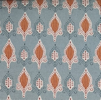 Tela agra lino azul y naranja