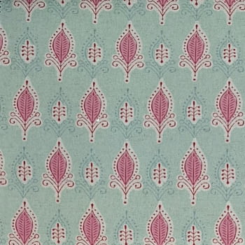 Tela agra lino verde agua y rosa