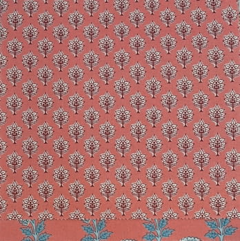 Tela nabat patrón geométrico lino coral - 1