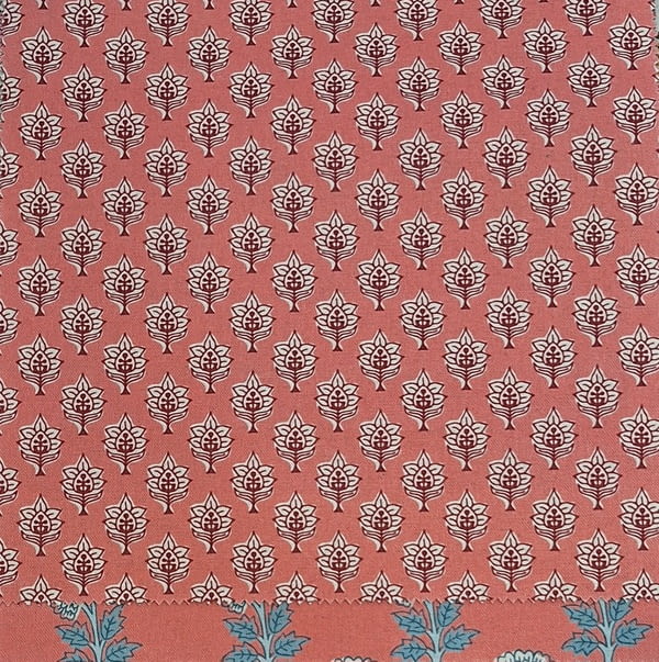 Tela nabat patrón geométrico lino coral - 1