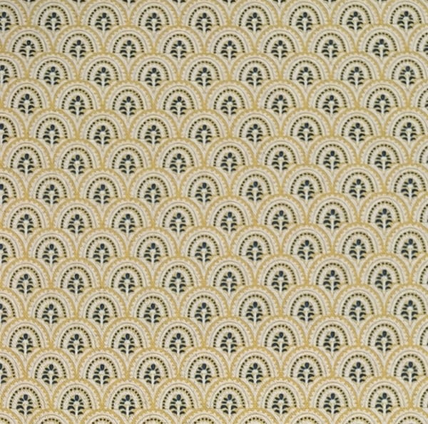 Tela mughal lino arcos amarillo