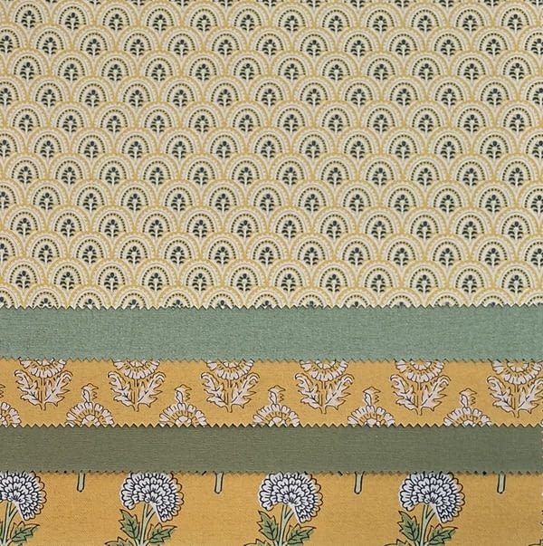 Tela mughal lino arcos amarillo - 1