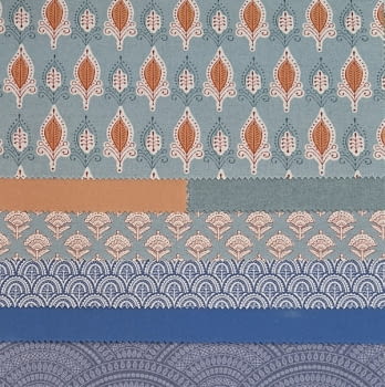 Tela mughal lino arcos azul - 1