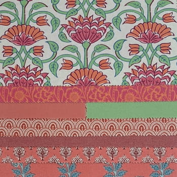 Tela mughal lino arcos granate - 1