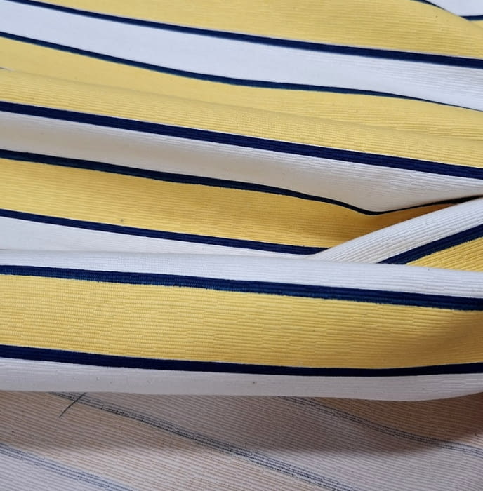 Tela tapicería otomán algodón rayas amarillas - 1