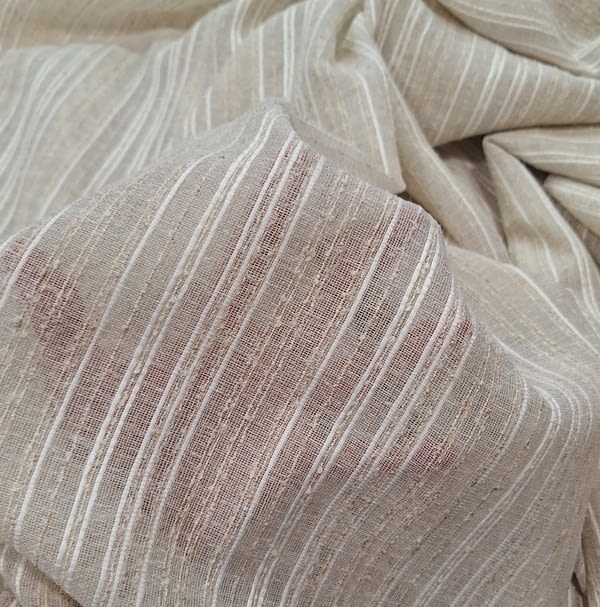 Tela visillo rústico rayitas color lino - 1