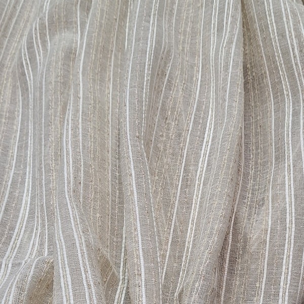 Tela visillo rústico rayitas color lino - 2