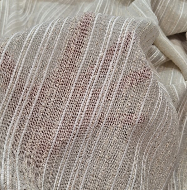 Tela visillo rústico rayitas color lino - 4