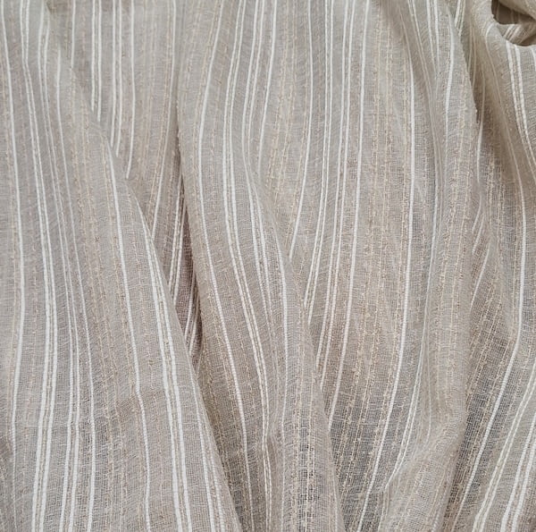 Tela visillo rústico rayitas color lino - 5