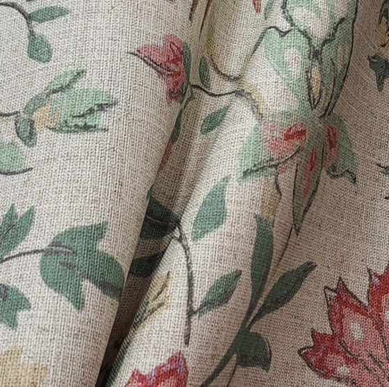 Tela half panamá beige pájaros pastel - 2