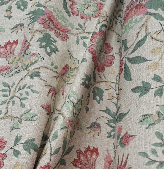 Tela half panamá beige pájaros pastel - 4