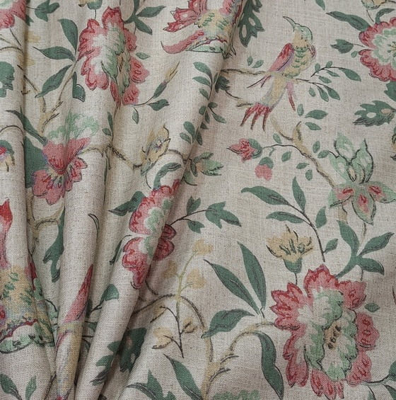 Tela half panamá beige pájaros pastel - 5