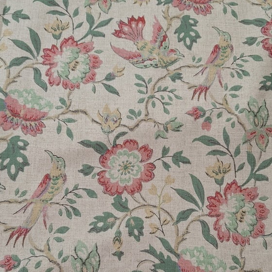 Tela half panamá beige pájaros pastel - 6