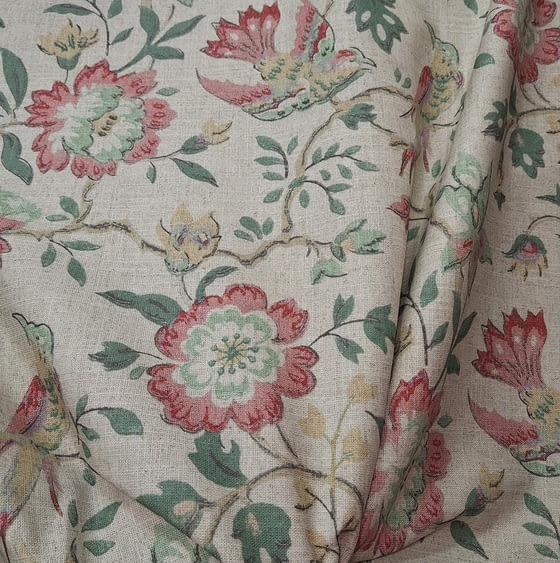 Tela half panamá beige pájaros pastel - 7