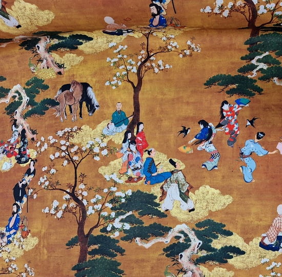 Tela half panamá anaranjado de paisaje Japonés - 3