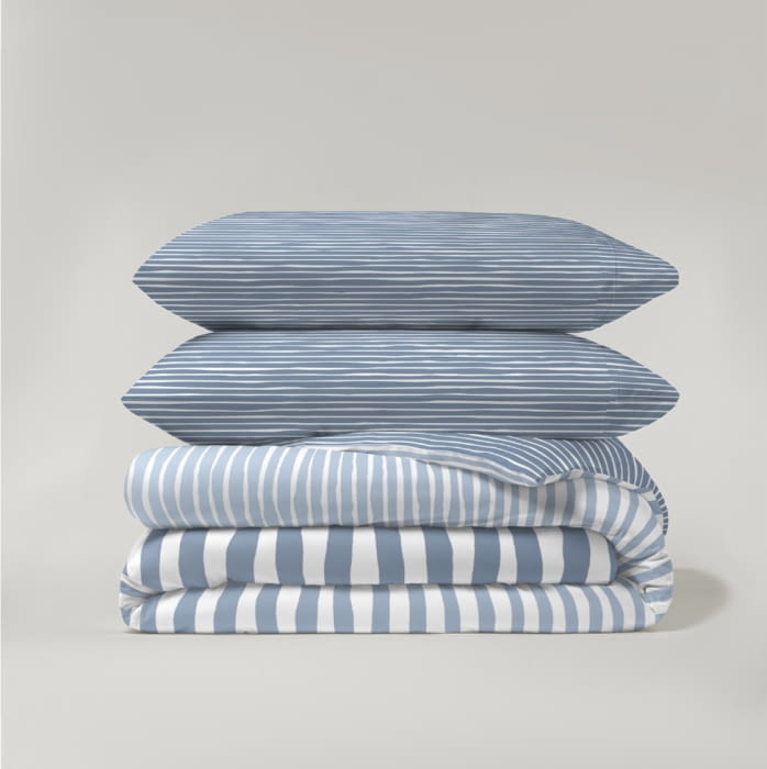 Juego funda nórdica reversible rayas azules