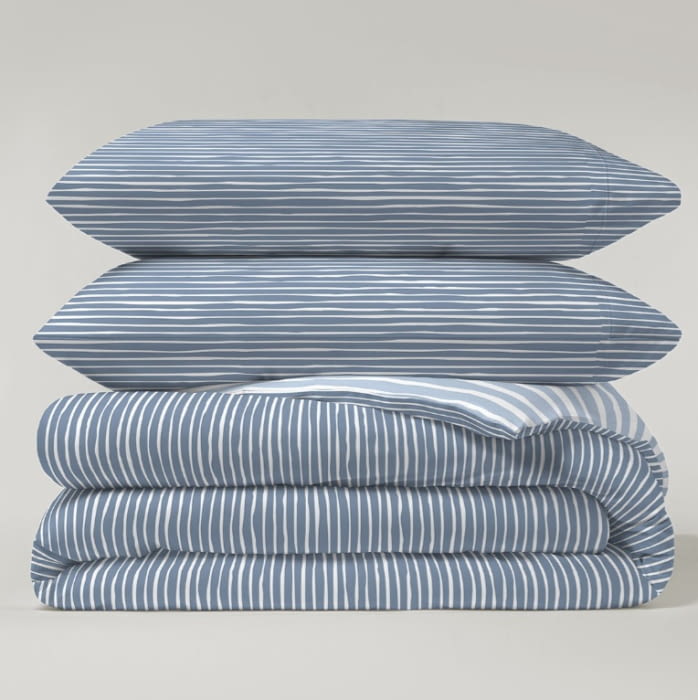Juego funda nórdica reversible rayas azules - 3