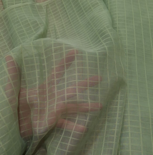 Tela por metros visillo cuadritos verdes 150