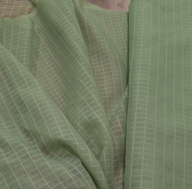 Tela por metros visillo cuadritos verdes 150 - 1