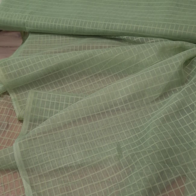 Tela por metros visillo cuadritos verdes 150 - 3