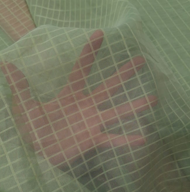 Tela por metros visillo cuadritos verdes 150 - 4