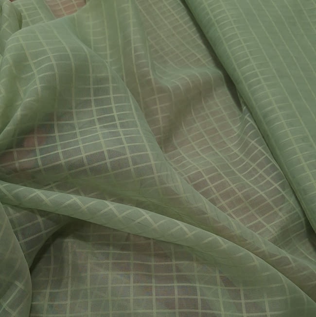 Tela por metros visillo cuadritos verdes 150 - 5
