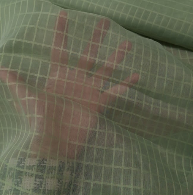 Tela por metros visillo cuadritos verdes 150 - 6