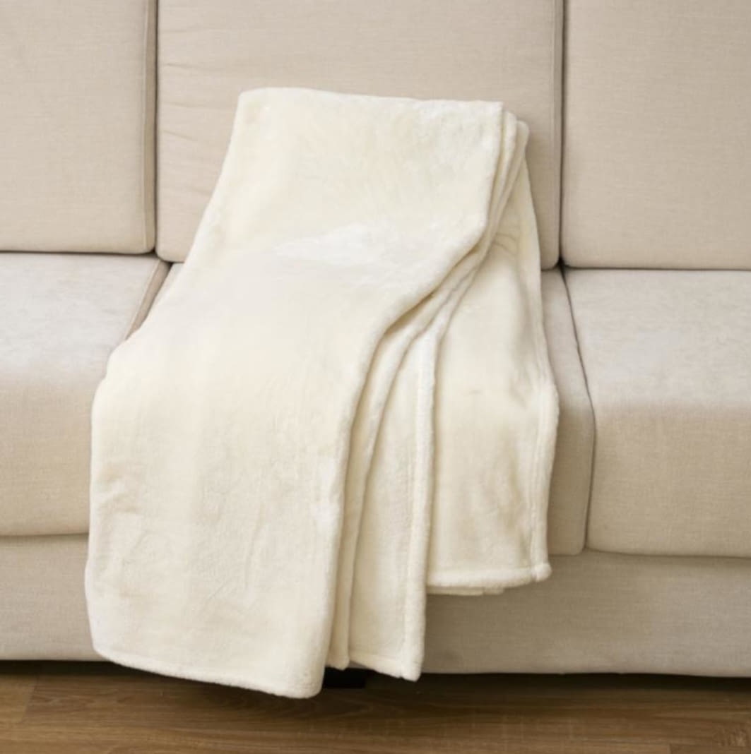 Manta sofá grande terciopelo crudo 140 x 200