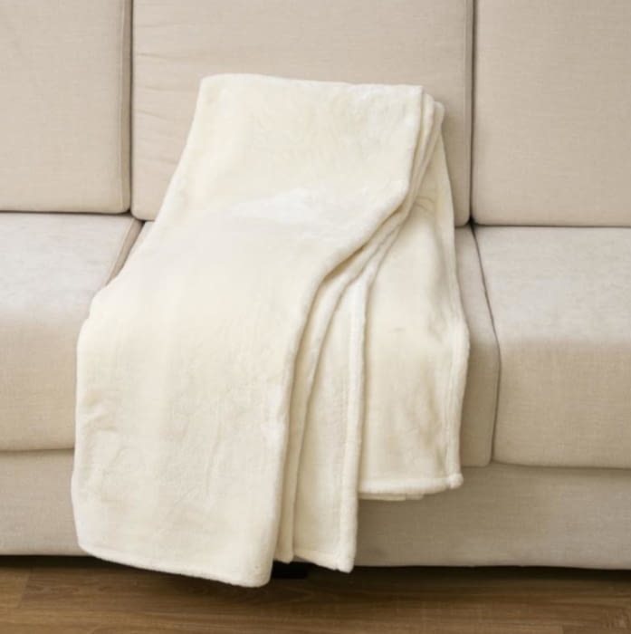 Manta sofá grande terciopelo crudo 140 x 200