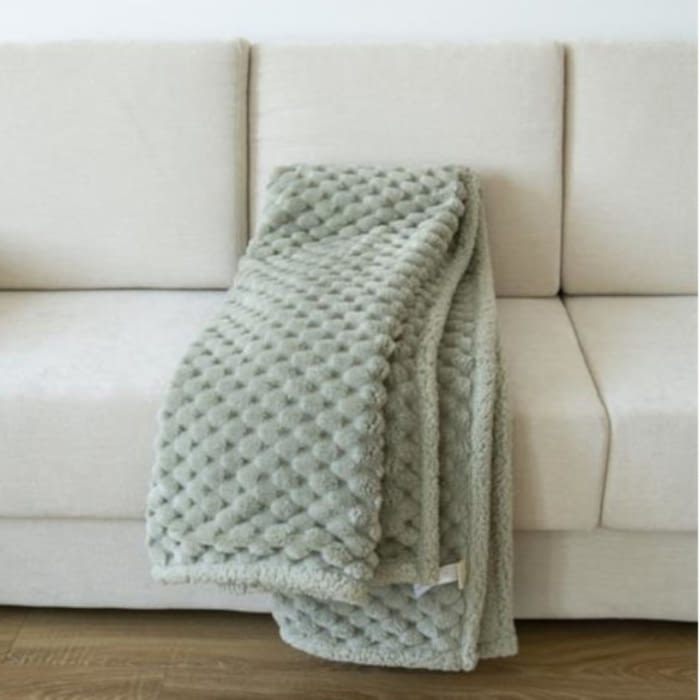 Manta sofá grande verde menta sherpa 140 x 200