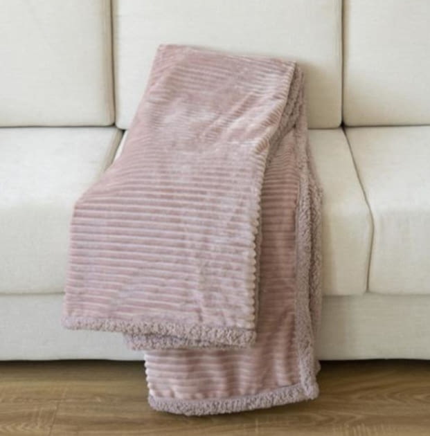 Manta sofá grande rosa sherpa 140 x 200